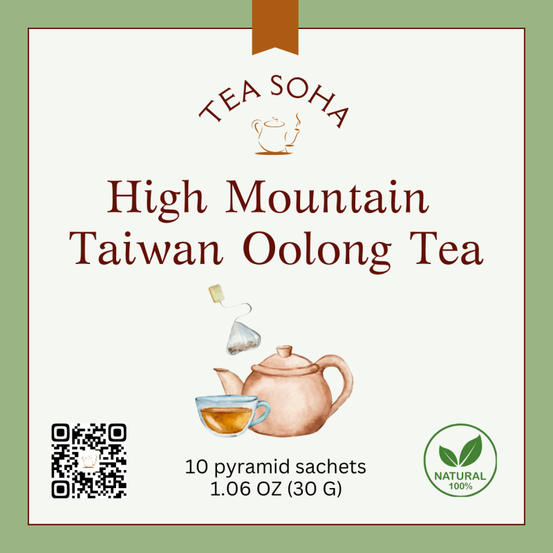 Premium Taiwanese oolong tea from Alishan in pyramid tea ba